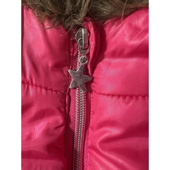 R1881 by Rothchilds Girls Faux Fur Hood Jacket Snow Ski Raspberry Pink M10-12 - Picture 4 of 6